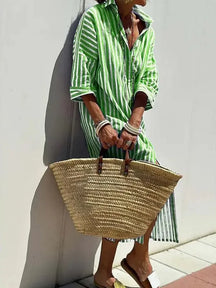 StripeMuse – Classic Striped Summer Shirt Dress