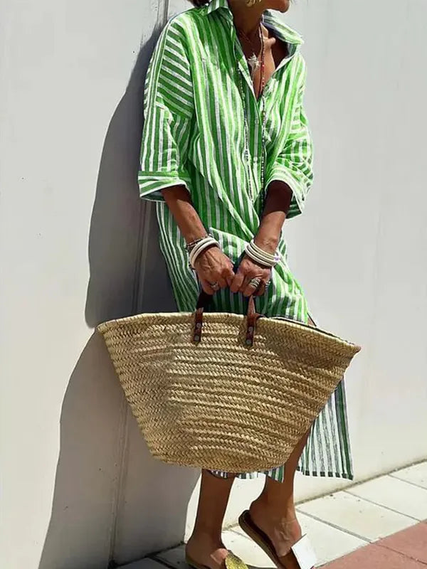 StripeMuse – Classic Striped Summer Shirt Dress
