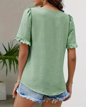 VibeLuxe – Elegant Ruffle Sleeve Shirt