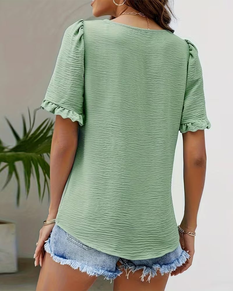 VibeLuxe – Elegant Ruffle Sleeve Shirt