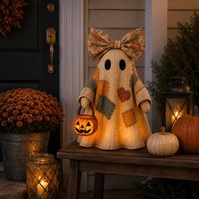 GlowGhost – Lighted Vintage Patchwork Ghost Decor