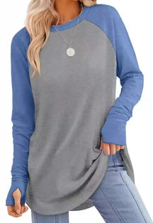 VeloraFit – Thumb Hole Curved Hem Tunic Shirt