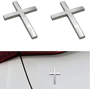FaithRide – 3D Metal Cross Car Sticker