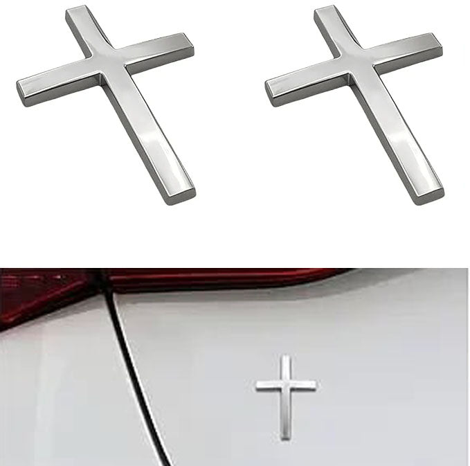 FaithRide – 3D Metal Cross Car Sticker