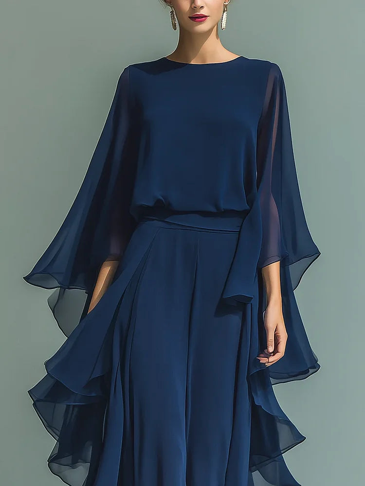 GraceLuxe – Elegant Chiffon Outfit Pants Set