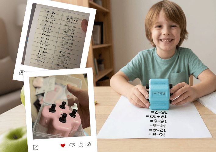 EduRoll – 4-in-1 Math Practice Roller Stamp Set