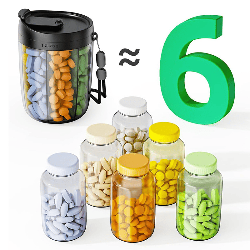 DailyMeds – 6 Compartment Pill Storage Container