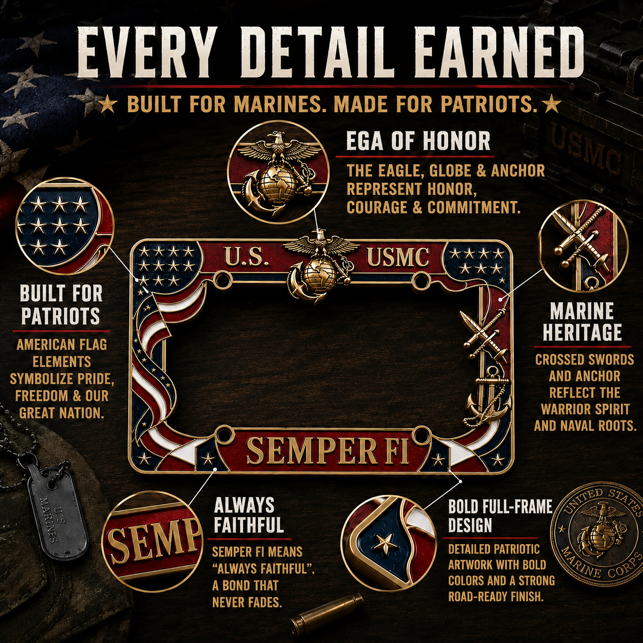 MarinePride – Semper Fi Auto Frame