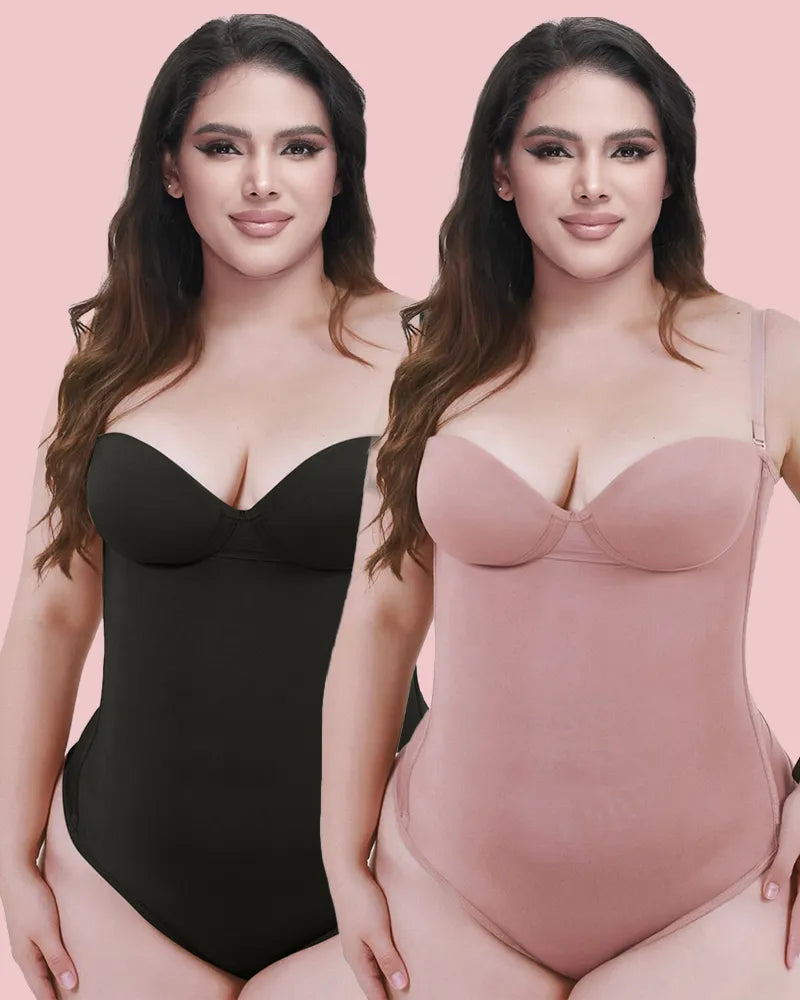 CurveLuxe – Back Lace-Up Seamless Thong Bodysuit