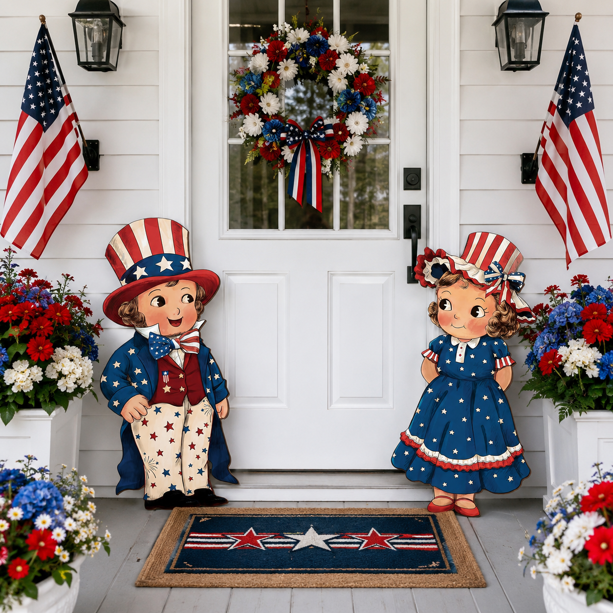 LibertyCraft – 2-Piece Patriotic Wooden Hanging Door Signs
