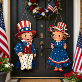 LibertyCraft – 2-Piece Patriotic Wooden Hanging Door Signs