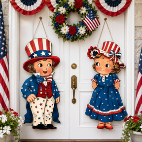 LibertyCraft – 2-Piece Patriotic Wooden Hanging Door Signs