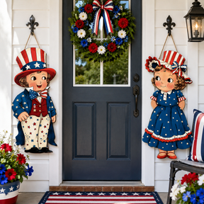 LibertyCraft – 2-Piece Patriotic Wooden Hanging Door Signs