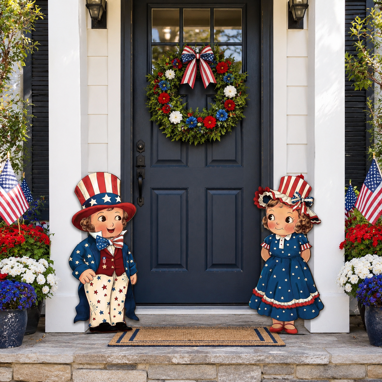 LibertyCraft – 2-Piece Patriotic Wooden Hanging Door Signs