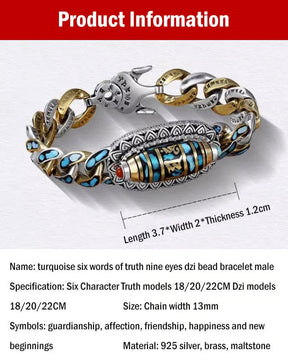 ZenAura – Turquoise Mantra Dzi Bead Bracelet