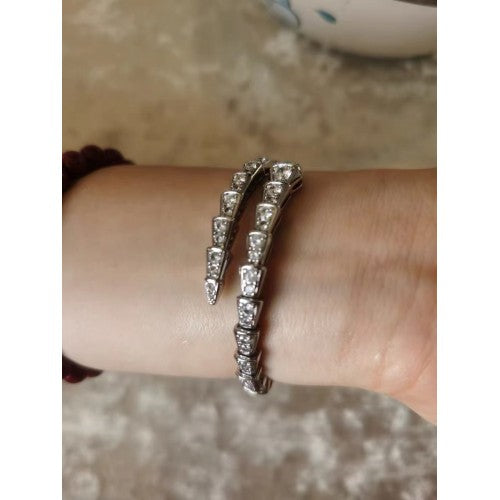 SerpentGlow – Zircon Snake Shaped Open Cuff Bracelet