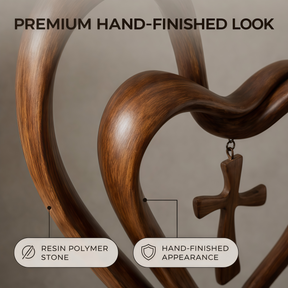 Marriage Takes Three – Entwined Heart & Cross Christian Wedding Sculpture