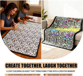 DoodleBlanket – 50×60 DIY Coloring Fleece Throw with 24 Marker Pens