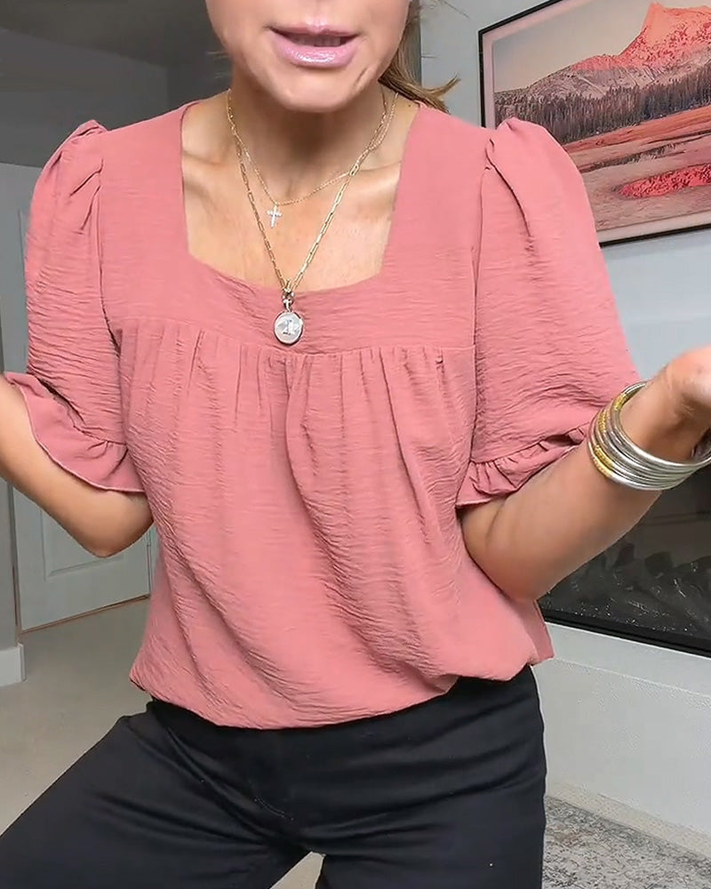 VibeLuxe – Elegant Ruffle Sleeve Shirt