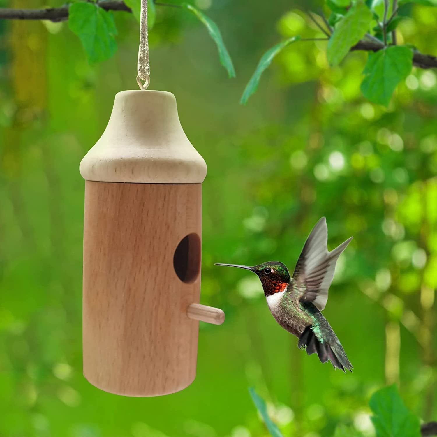 NatureSip – Wooden Hummingbird Feeder for Garden Lovers
