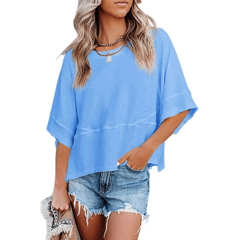 PureEase – Oversized Crewneck Comfort Summer Top
