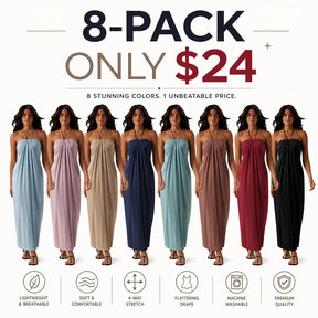 HalterTie – Elegant Back Maxi Dress with Pockets