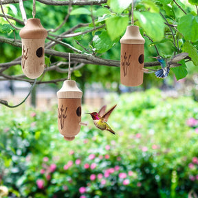 NatureSip – Wooden Hummingbird Feeder for Garden Lovers