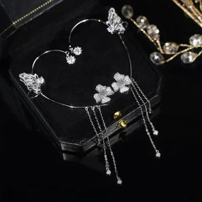ButterGlow – Cubic Zirconia Butterfly Fringe Earrings