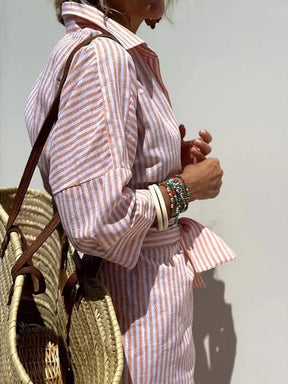 StripeMuse – Classic Striped Summer Shirt Dress