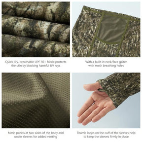 SunGuardPro - UPF 50+ Camo Hunting & Fishing Hoodie with Mask