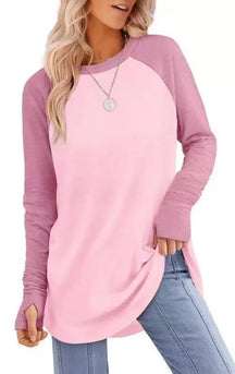 VeloraFit – Thumb Hole Curved Hem Tunic Shirt