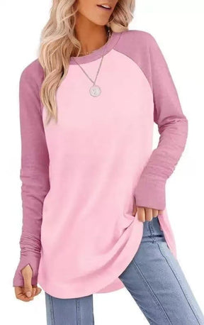 VeloraFit – Thumb Hole Curved Hem Tunic Shirt