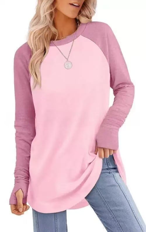 VeloraFit – Thumb Hole Curved Hem Tunic Shirt