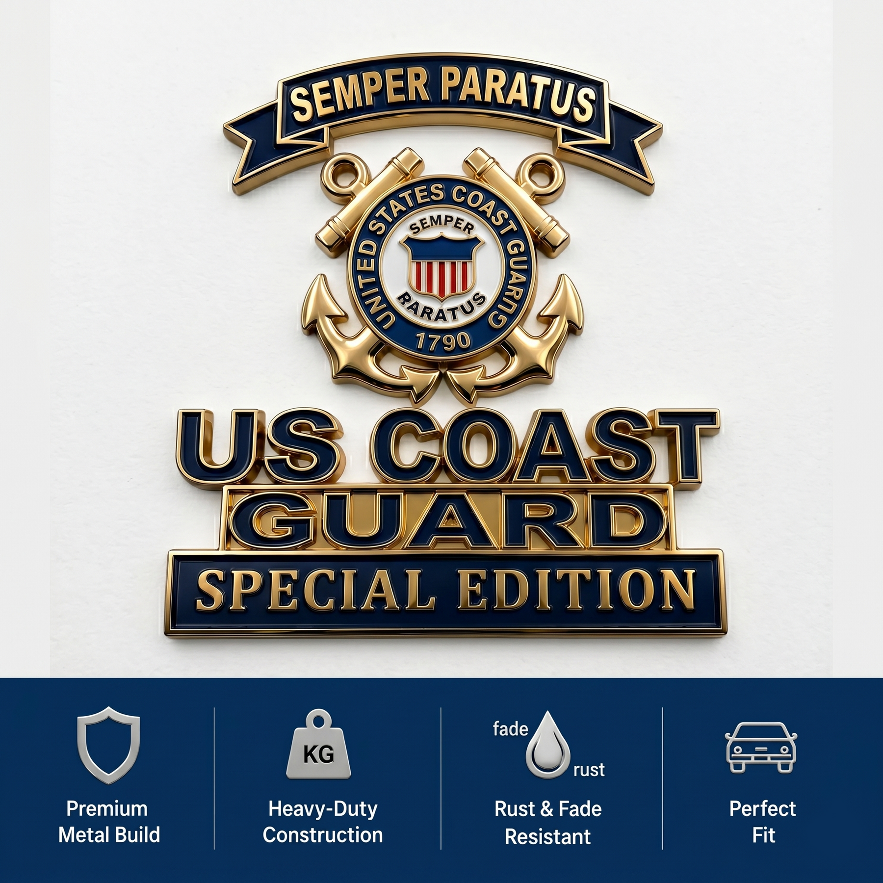 CoastGuard - Semper Paratus Metal Emblem Badge
