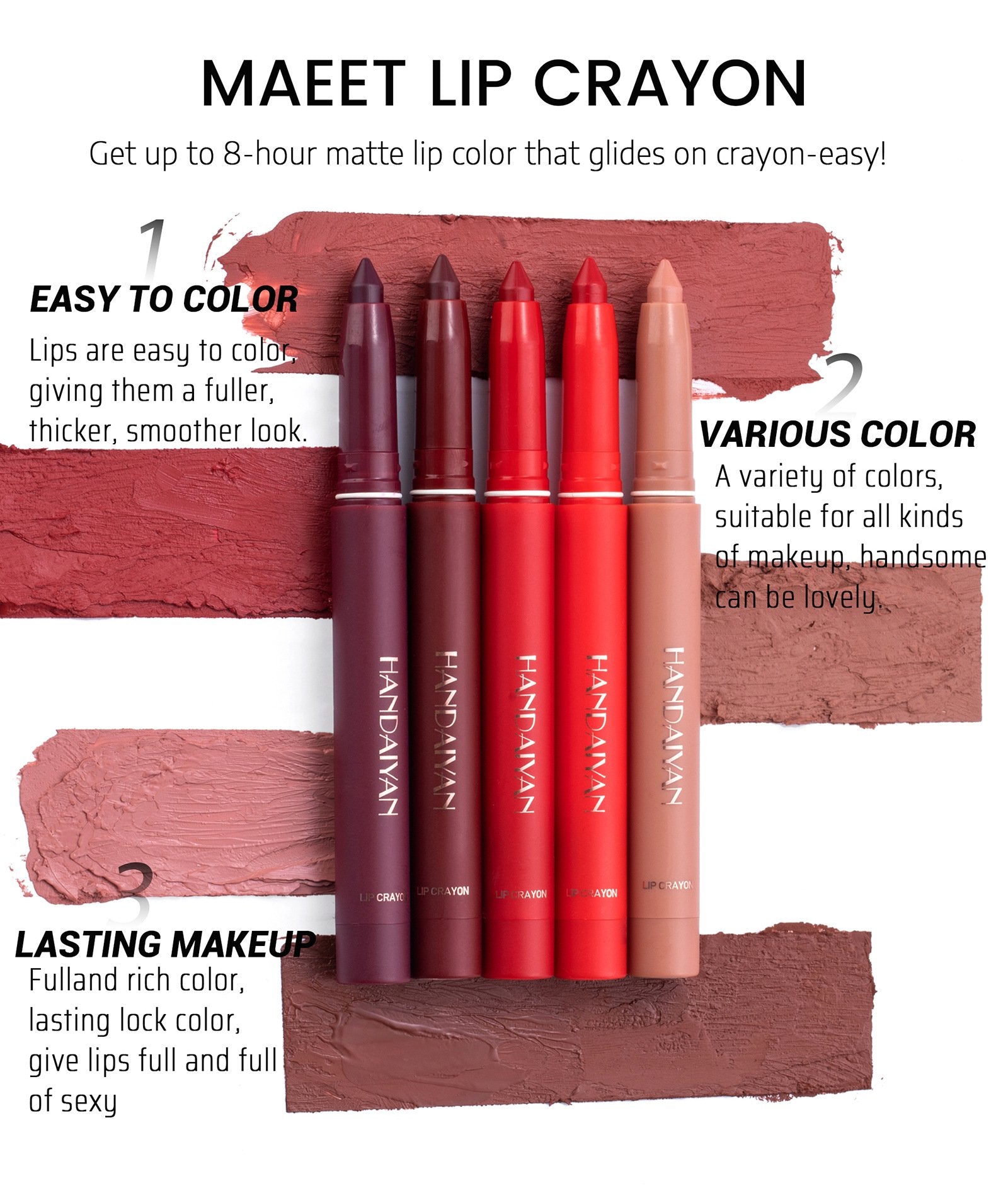 VelvetEase – Matte Lipstick Pencil Set