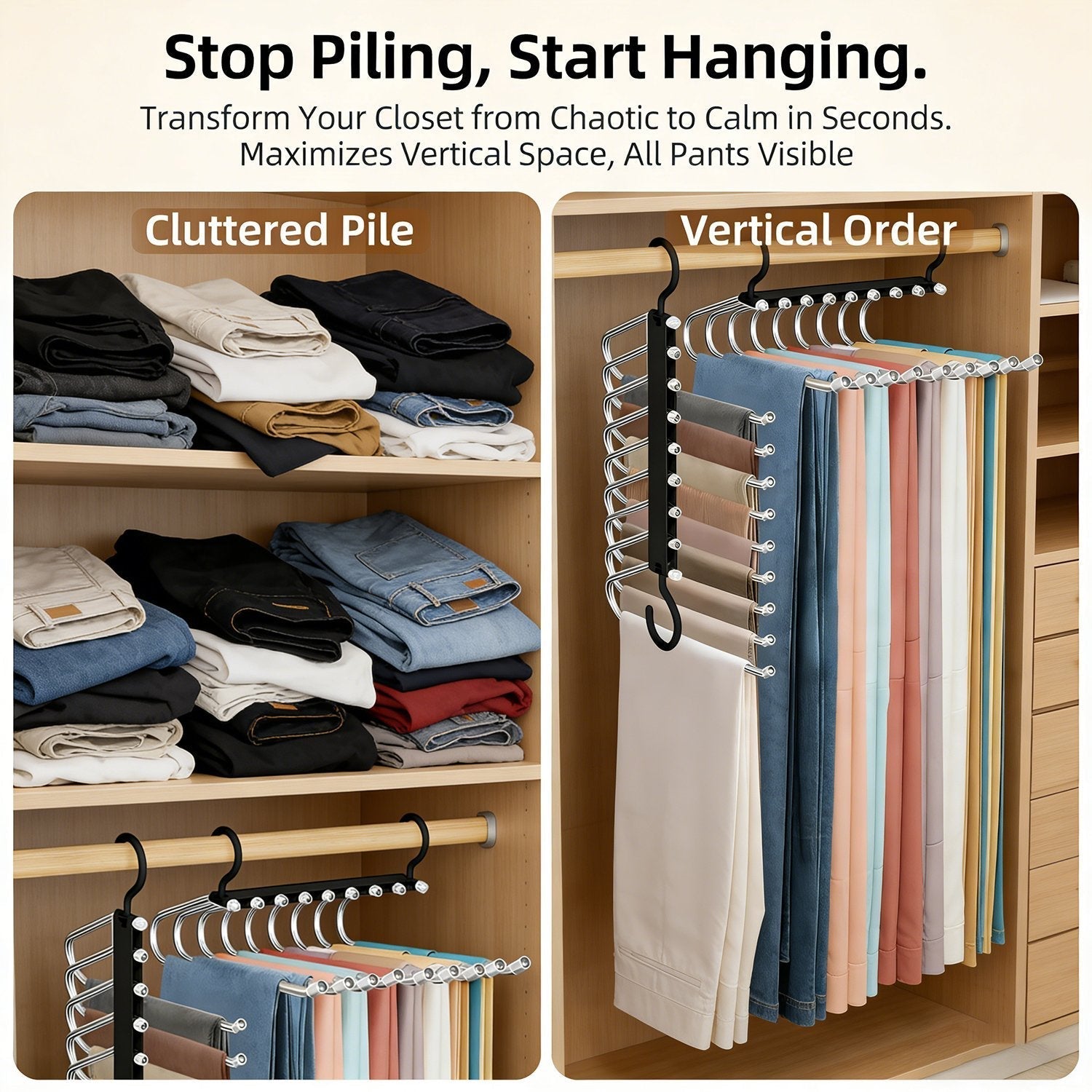 ClosetMax – 9-Tier Hanging Pants Organizer