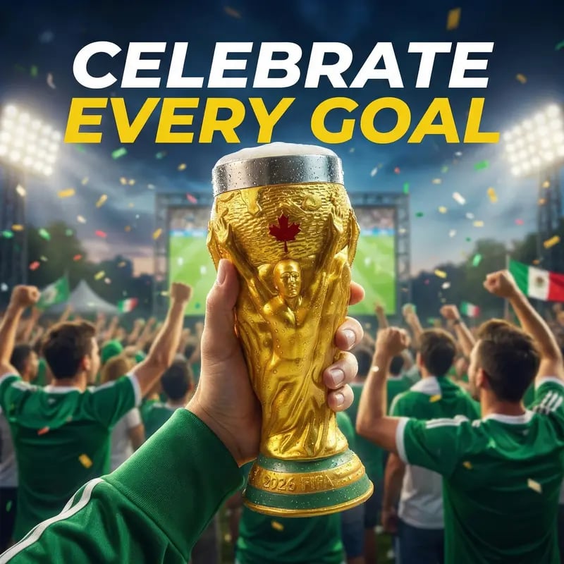 ⚽55K+ SOLD🏆2026 USA-Canada-Mexico World Cup "Trophy" Beer Mug