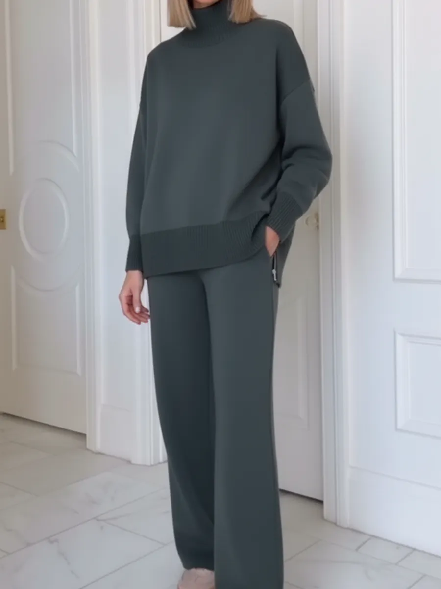 UrbanEase – Casual Stand Collar Two-Piece Set