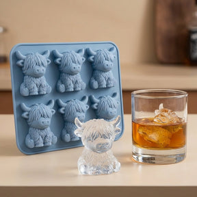 🐮🧊 Mini Highland Cow Ice Cube & Dessert Mold 🍪 Cute 3D Ice for Drinks, Parties & Gifts💕
