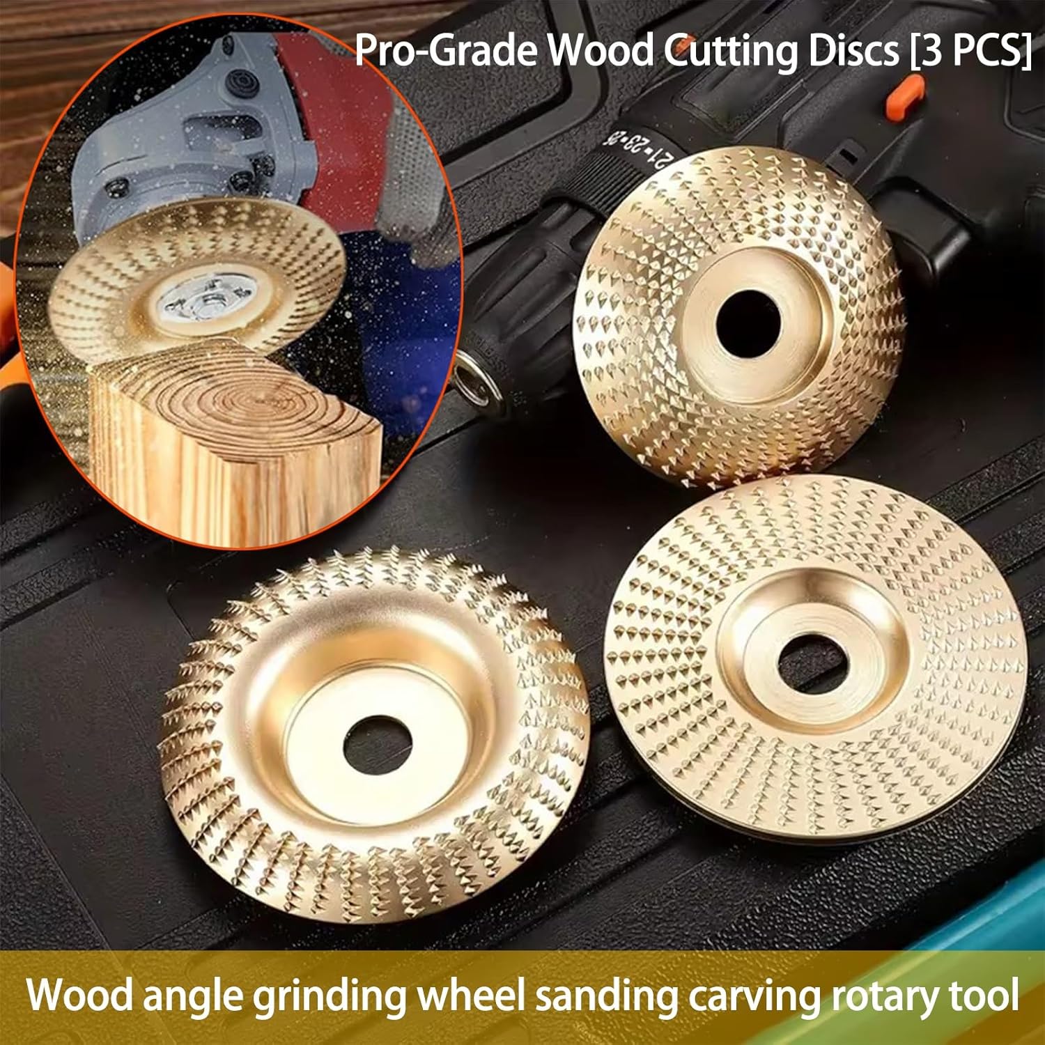 GrindCraft – 3-Piece Wood Shaping Disc Kit
