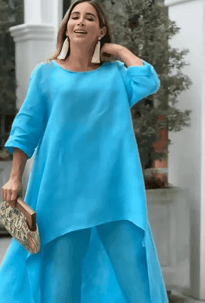 LunaFit – Women's Solid Color Linen Casual Suit
