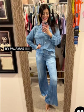 Denim Drift - Soft Cloud Pajama Set
