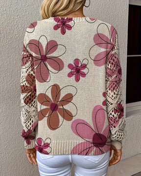 LaceWeave | V-Neck Openwork Knit Sweater