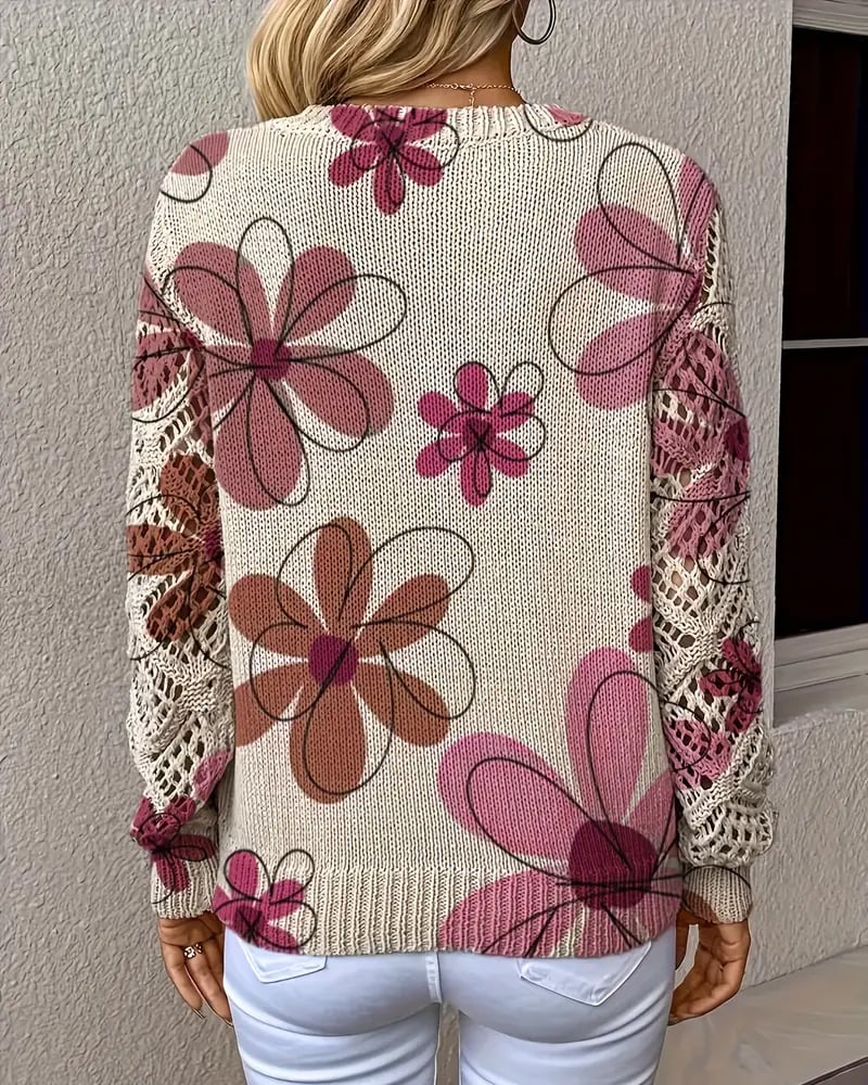 LaceWeave | V-Neck Openwork Knit Sweater