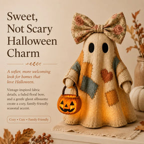 GlowGhost – Lighted Vintage Patchwork Ghost Decor