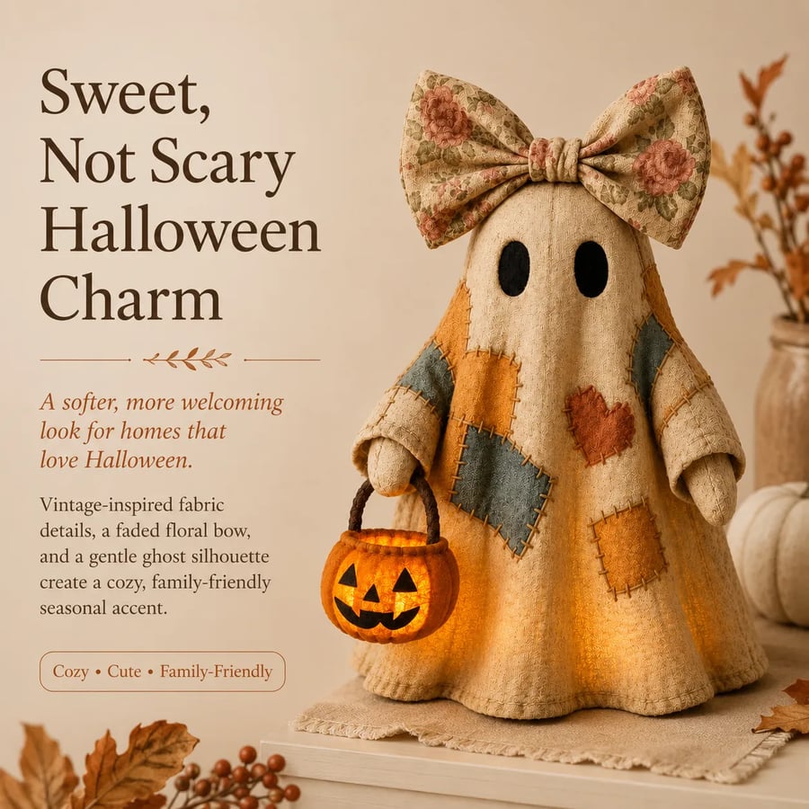 GlowGhost – Lighted Vintage Patchwork Ghost Decor