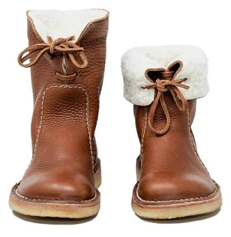 WATERPROOF LEATHER POLAR BOOTS WITH WOOL LINING | Lupi