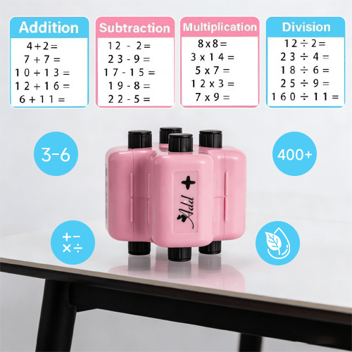 EduRoll – 4-in-1 Math Practice Roller Stamp Set