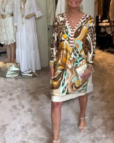 AureliaVee – Retro Print Casual Dress