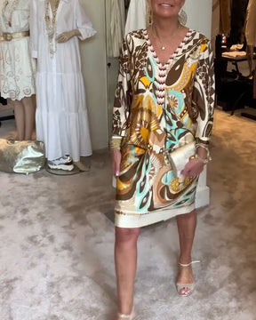 AureliaVee – Retro Print Casual Dress